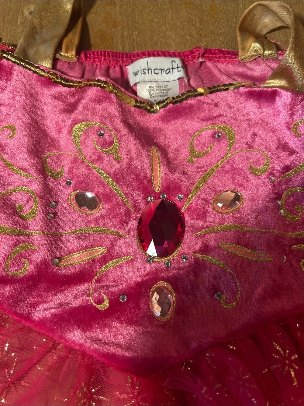 Halloween Girls' Hot Pink Princess Top and pants with Gold Accents